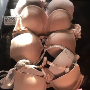 5 beige bras. All 36B. Mixed brands.